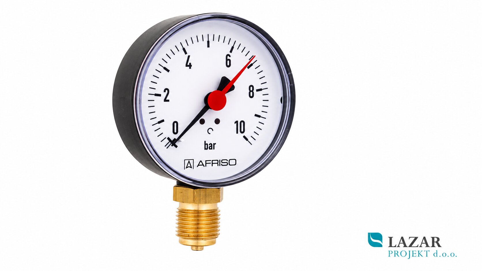 Afriso 63562 pressure gauge Ø 80 mm with radial G 1/2" connection, measuring range 0–4 bar and white dial.