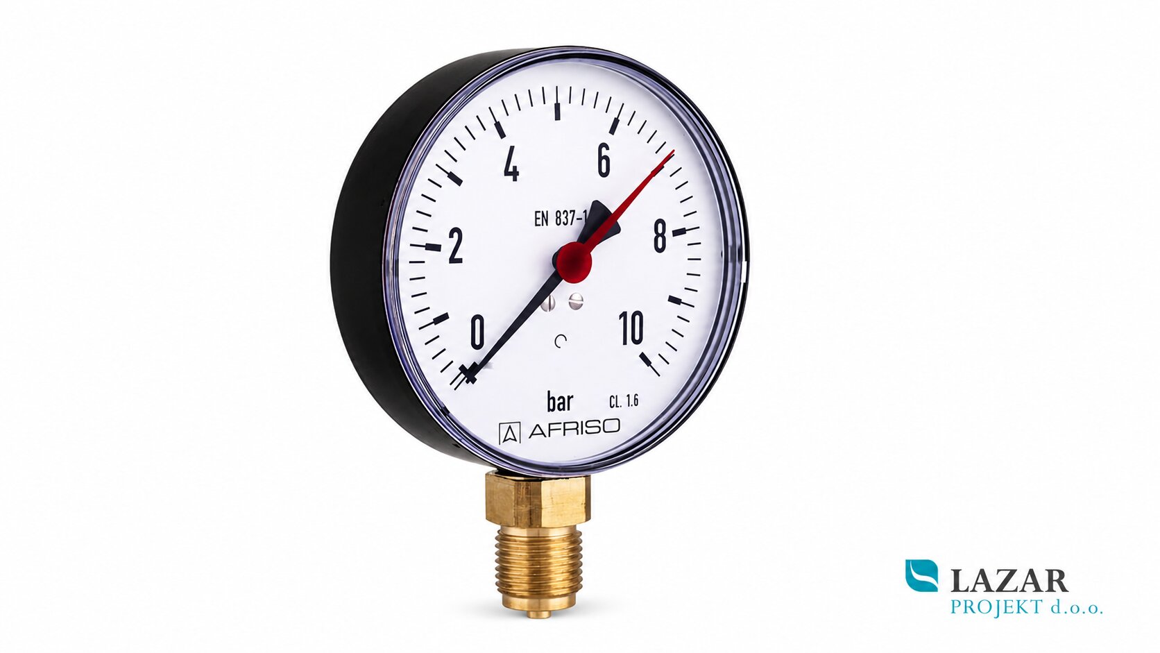 Afriso pressure gauge Ø 100 mm with radial G 1/2" connection, measuring range and white dial.