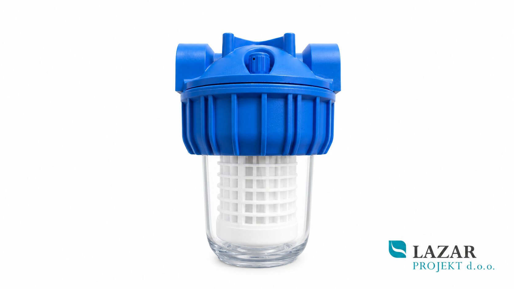 Atlas 5" water filter with 1" connection, transparent RA107P411 housing, polypropylene cartridge and magnetic limescale neutraliser.