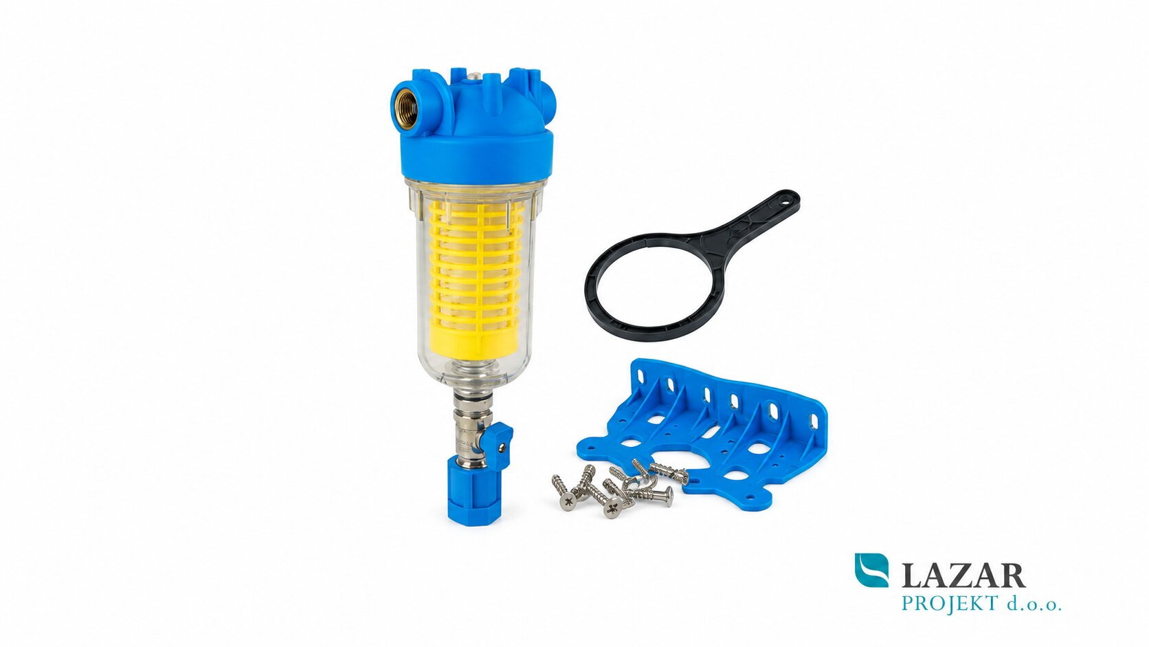 ATLAS HYDRA 1 RAH 90 mcr water filter with transparent housing, mesh cartridge and included installation accessories