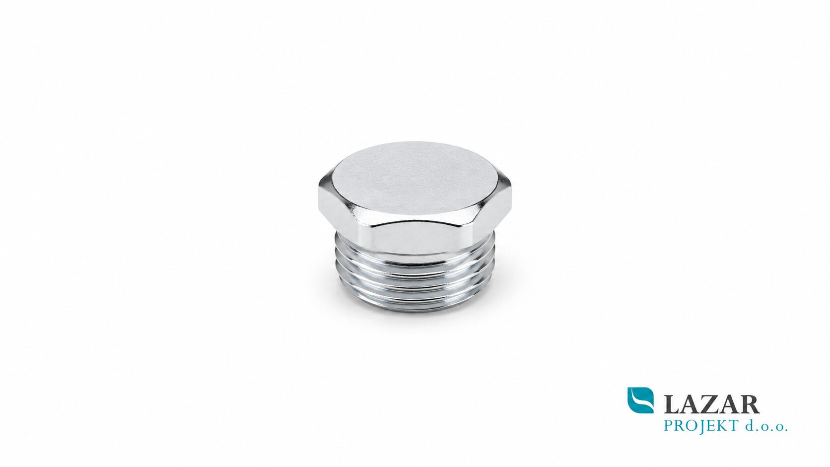 Chrome-plated 1/2" threaded plug with hex head for plumbing and sanitary installations.