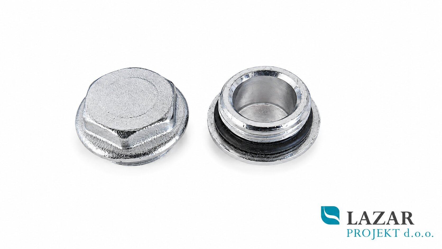 Chrome-plated 3/4" plug with male thread, hex head and seal
