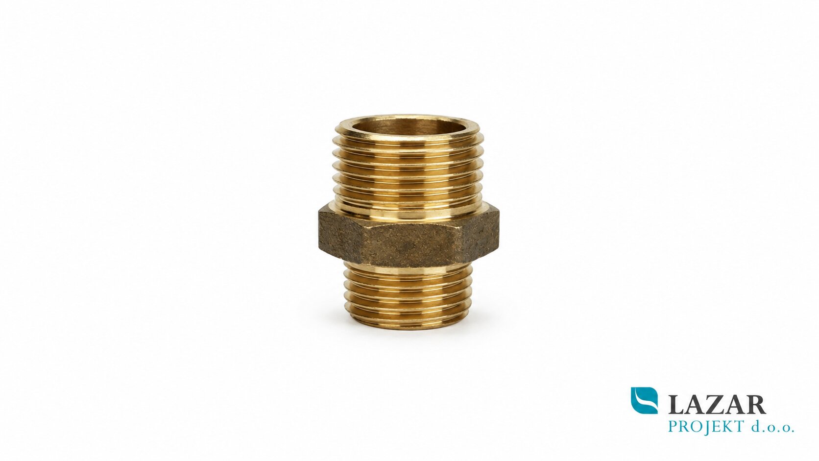 Brass 1/2"–3/8" reducing nipple with male threads