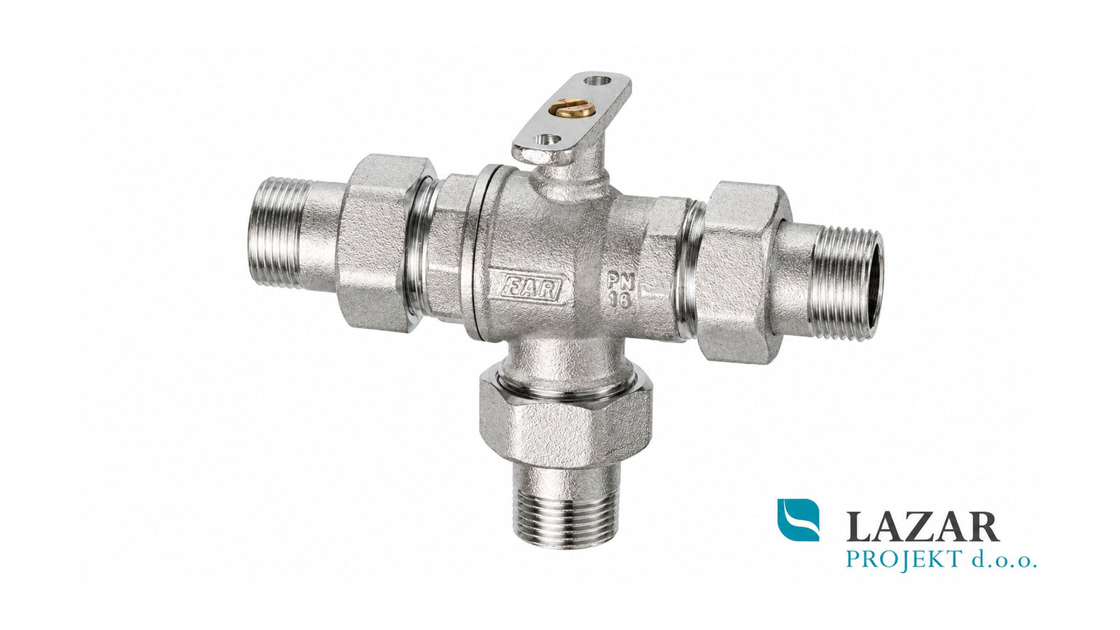 FAR 3020 three-way ball valve for motor actuator, suitable for diverting or mixing flow in heating and installation systems