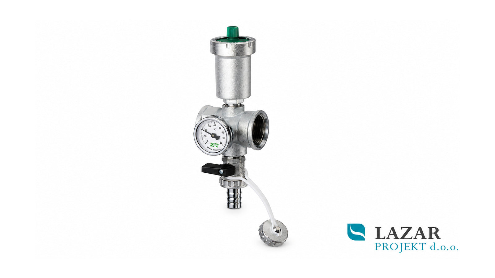 FAR 3438 filling and air-venting element with pressure gauge, air vent and filling/draining connection for heating systems
