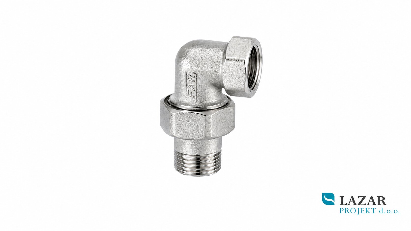 FAR 5200 angled union fitting for heating installations, sizes from 3/8" to 2"