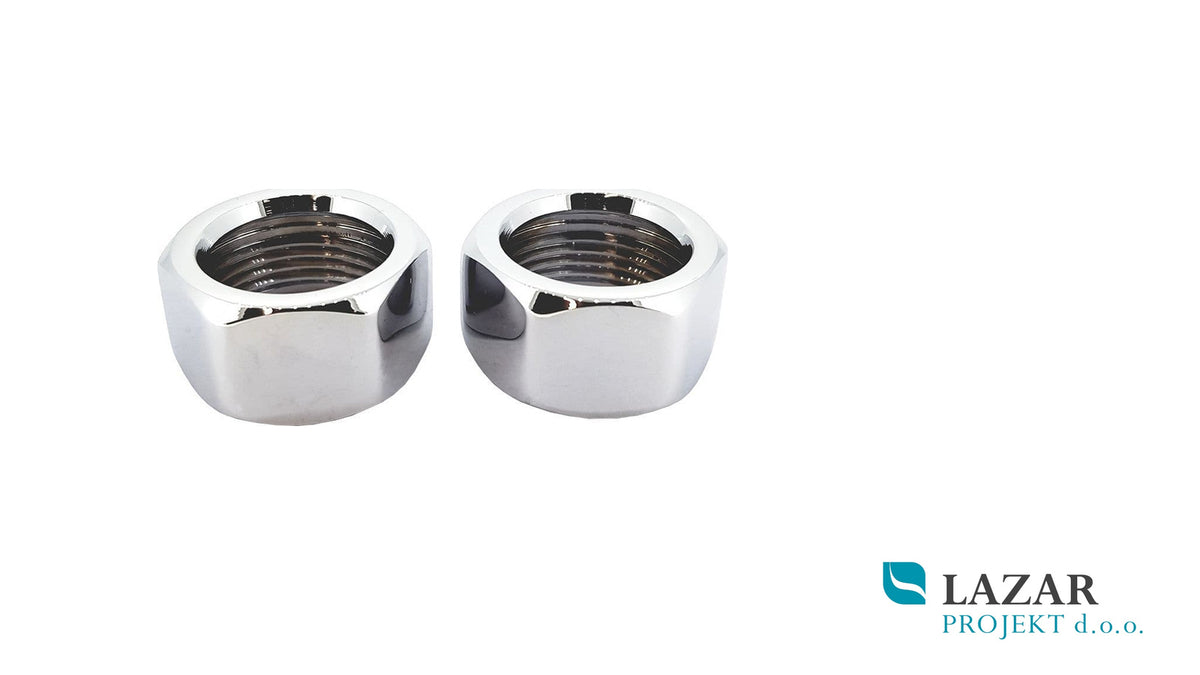 Komplet dveh kromiranih priključnih matic Hansgrohe 96157000 za armaturo