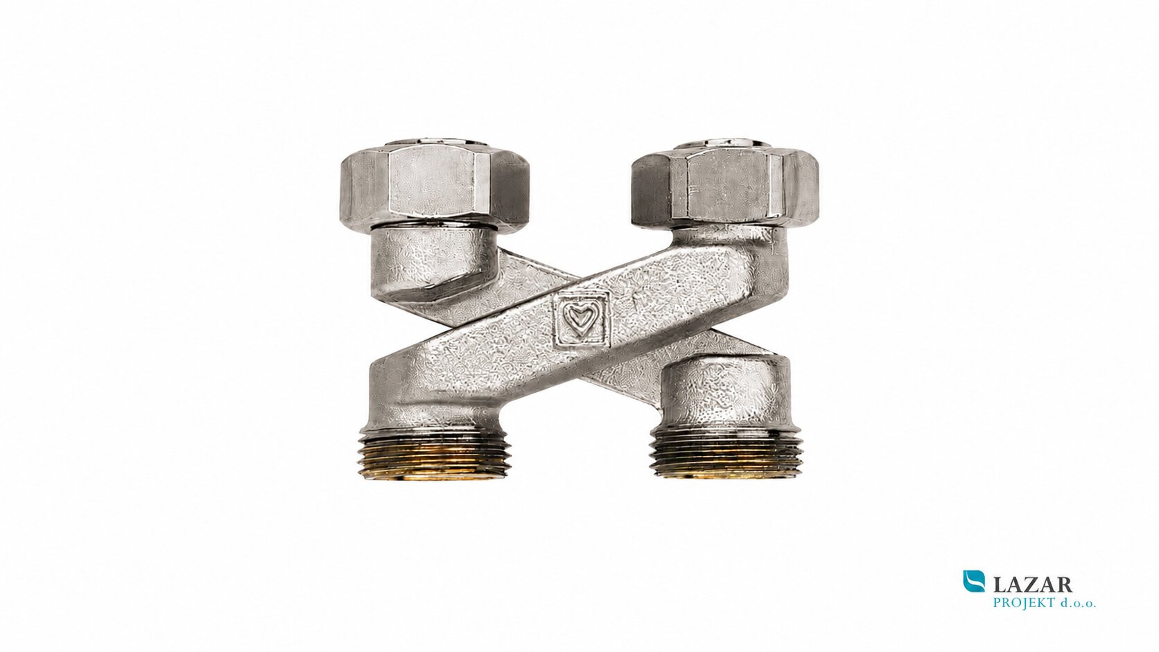 HERZ 300434 cross fitting for radiator connection with four threaded connections for heating systems.