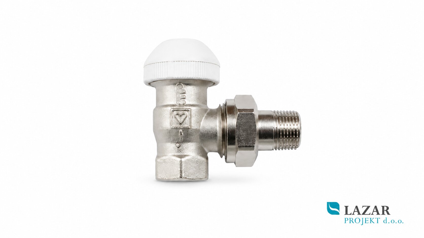 HERZ 772491 angled thermostatic radiator valve 1/2 with white protective cap