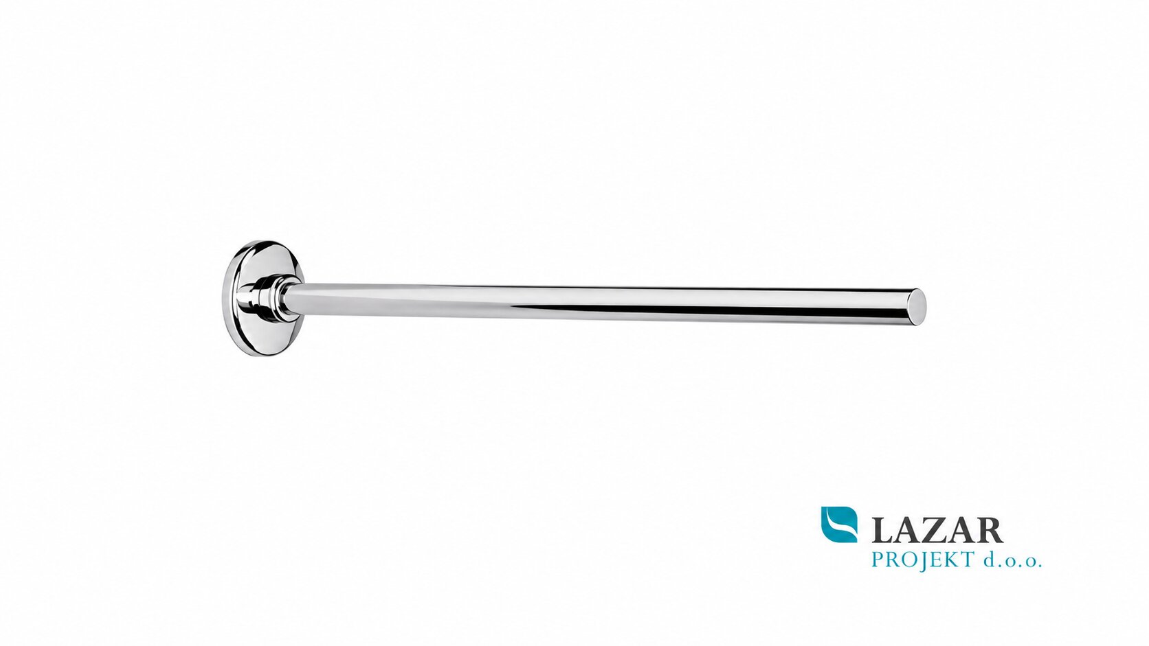 INDA A04150CR chrome-plated wall-mounted towel hook with round wall rosette, suitable for bathrooms or sanitary rooms.
