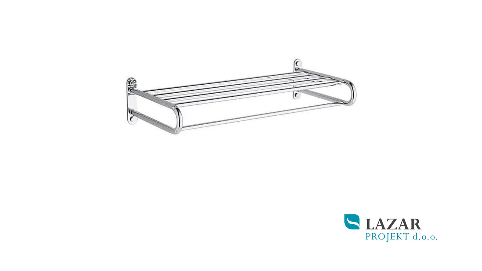 INDA A0470TCR chrome-plated wall-mounted towel shelf with wall brackets, suitable for bathrooms or sanitary rooms.
