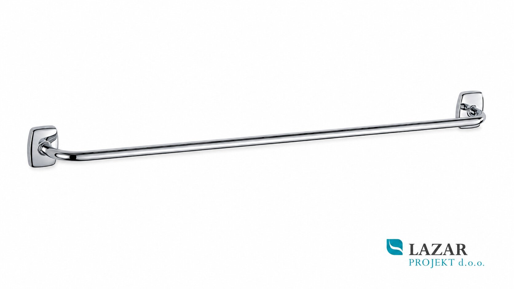 INDA A2290DCR chrome-plated wall-mounted towel rail, 80 cm long, with two wall brackets, suitable for bathrooms or sanitary rooms.