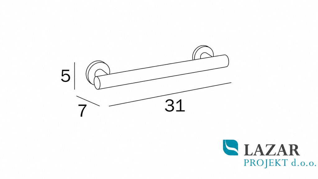 Dimensional drawing of the Inda Touch A4690MCM bathroom grab bar