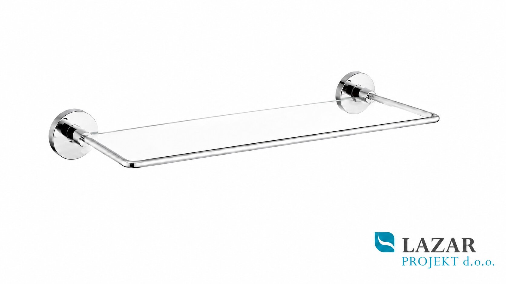 Inda A59510 glass bathroom shelf, 45 × 16 cm, in chrome finish