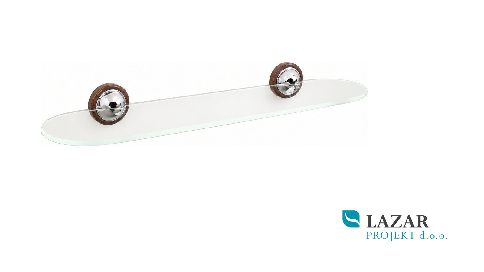 Inda Giotto A24090CN01 glass bathroom shelf in chrome and walnut finish