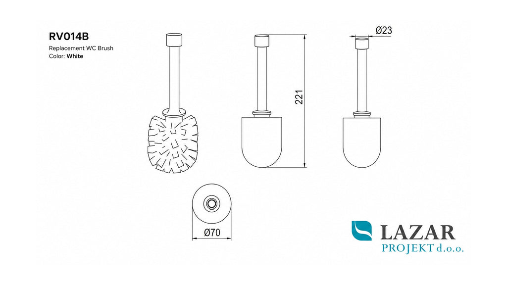 INDA RV0140001 spare white toilet brush for AV014A and A3814A/MP holder