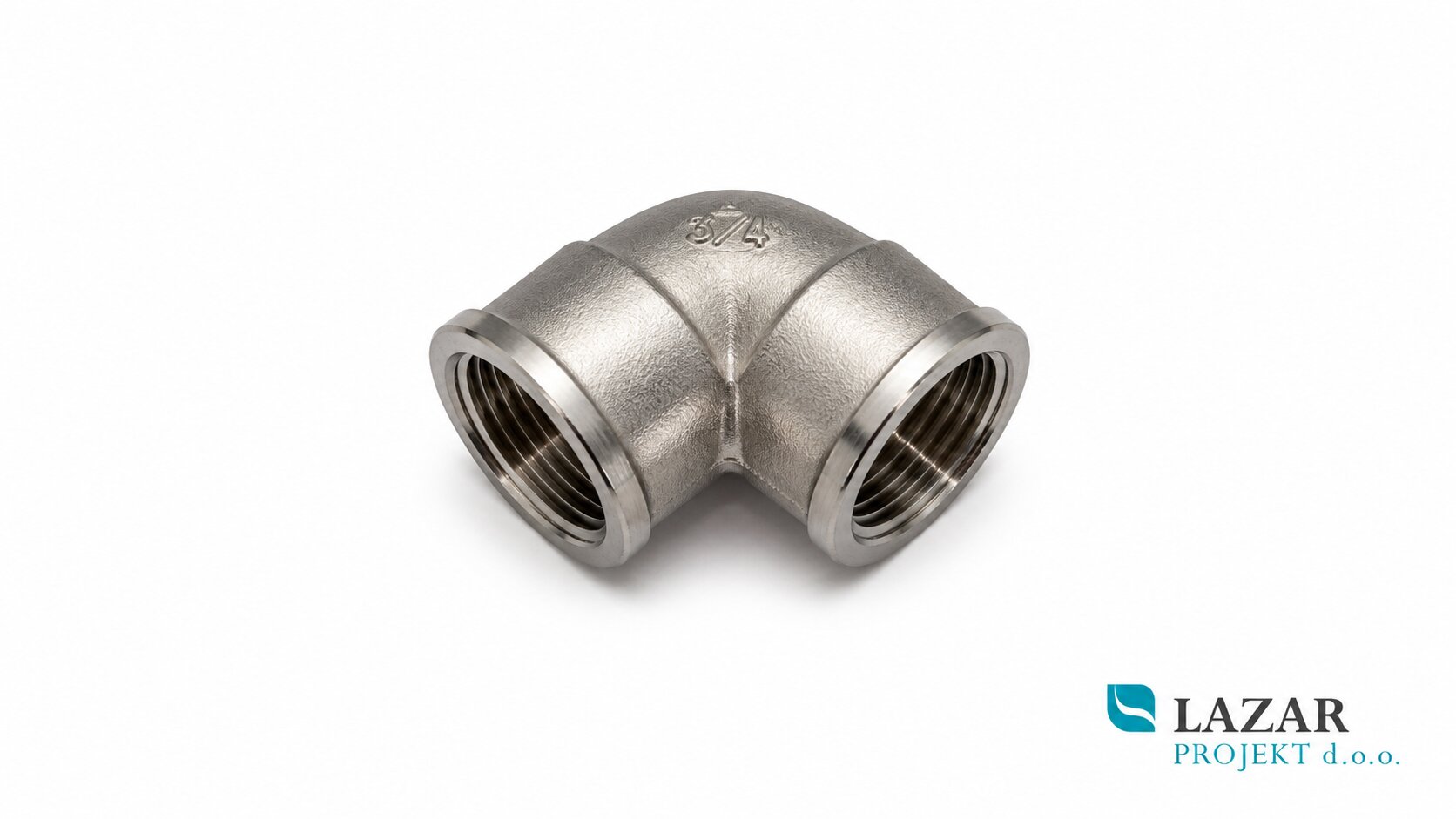Nickel-plated 3/4" elbow with female threads for plumbing and sanitary installations