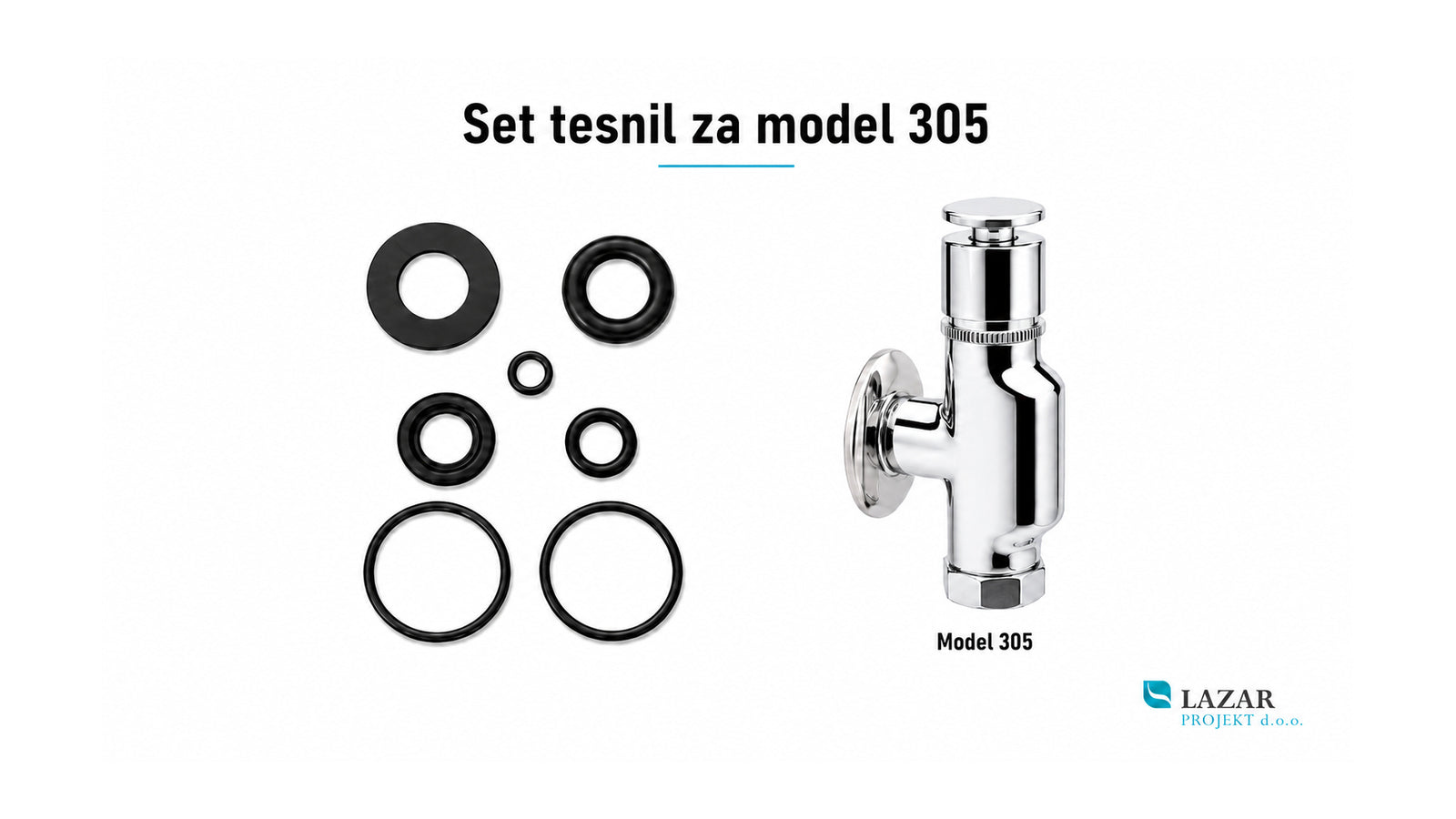 La Torre T305 seal set for the push-button valve of the 305 self-closing tap