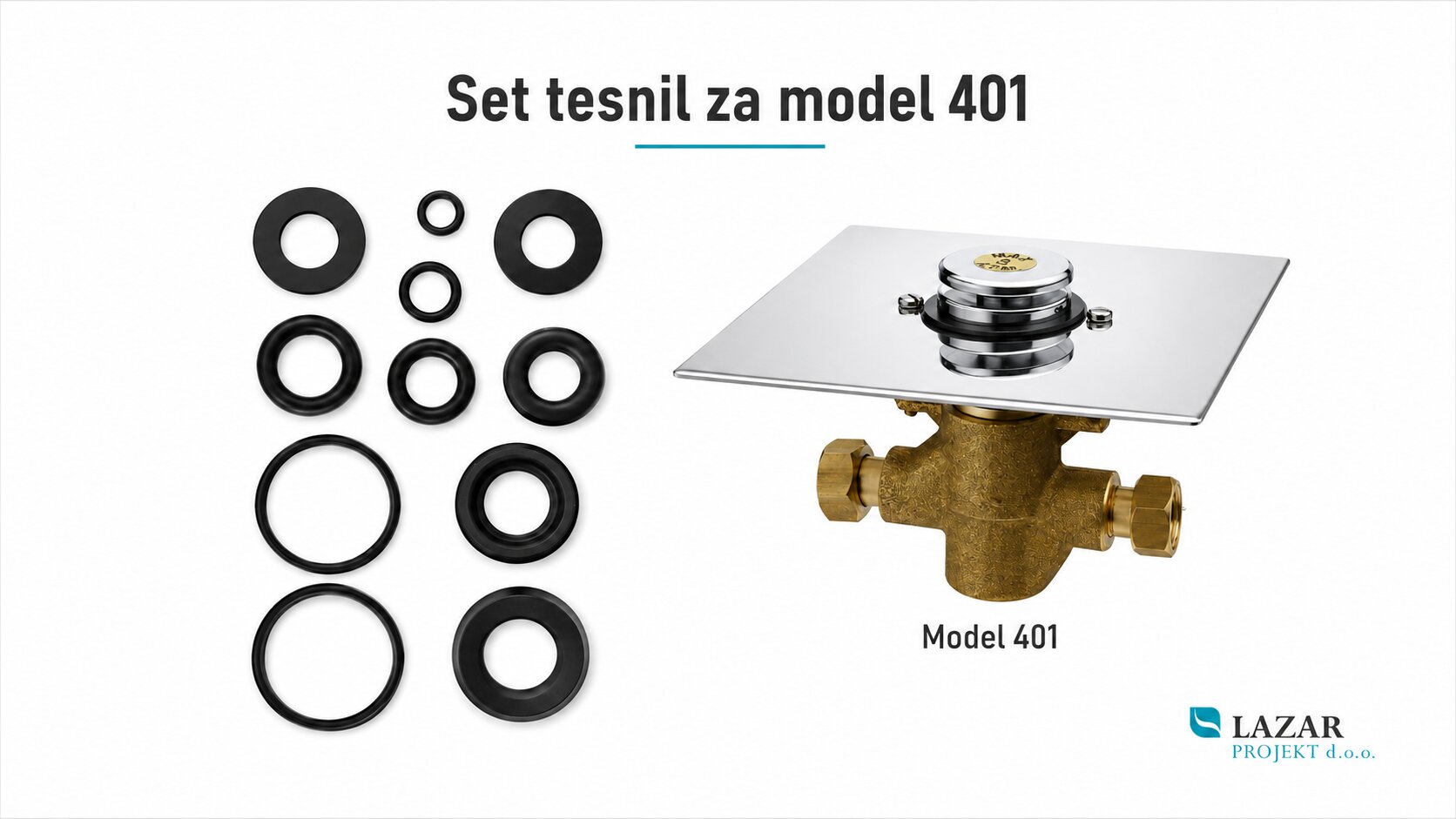La Torre T401 seal set for the push-button valve of the 401 self-closing tap