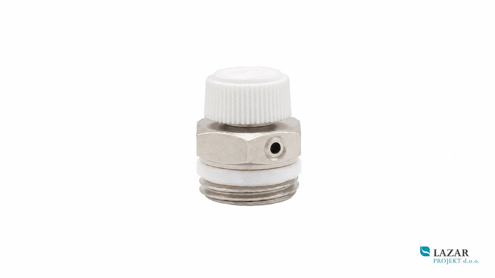 Air vent valves for heating systems with white manual cap and threaded connection.