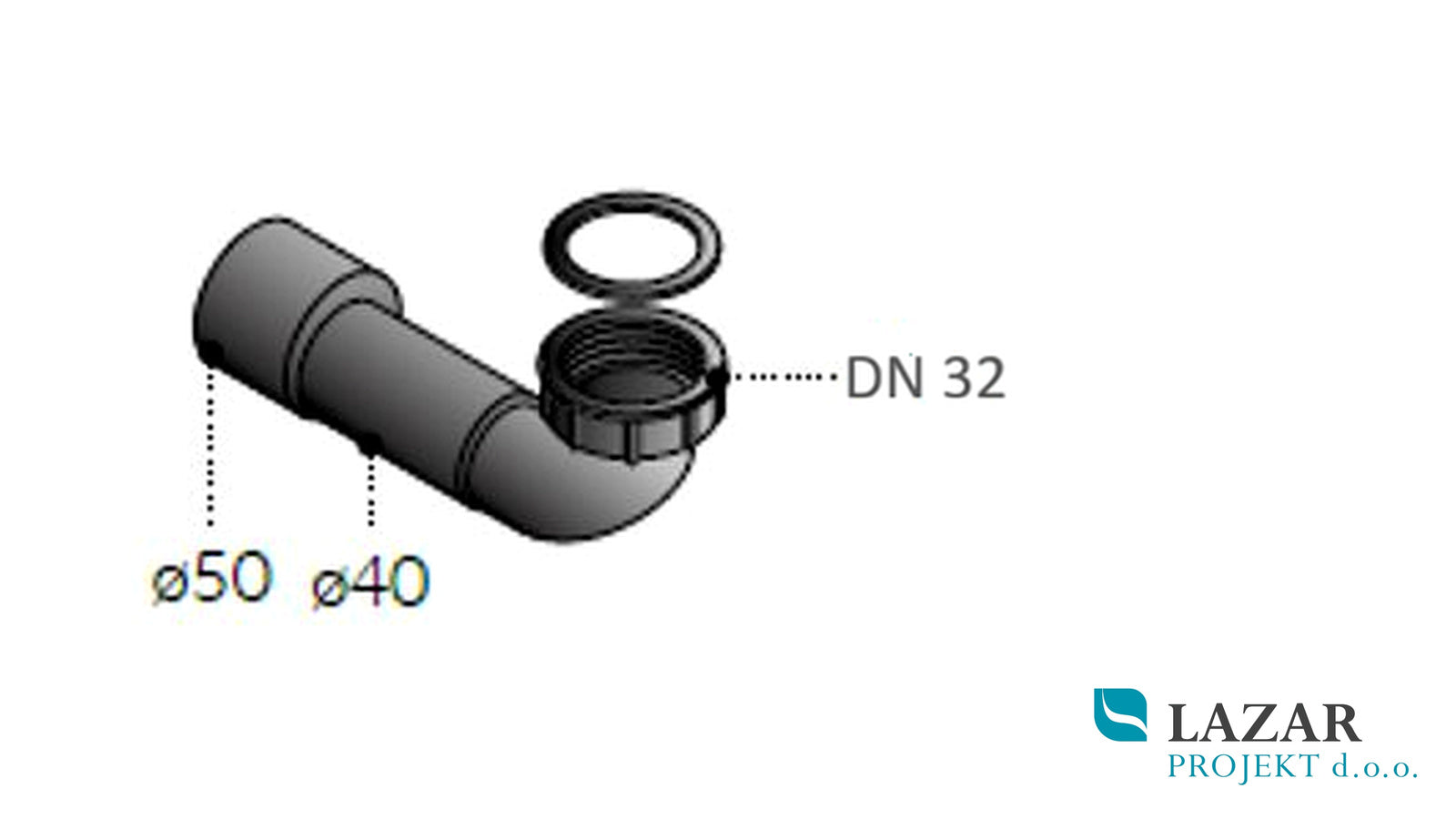 OMP TEA odtočno koleno za tuš kad 5/4" (DN 32) z iztokom Ø 40/50 mm, artikel 250.318.5