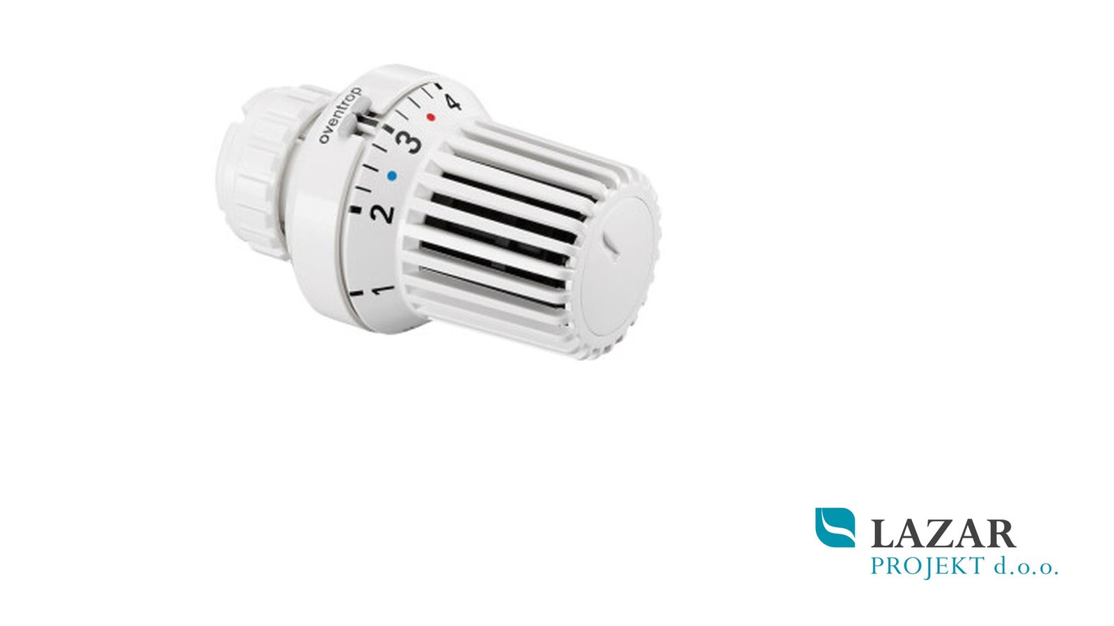 Oventrop Uni XD thermostatic head 1011375 with clamp connection, white, adjustment range 7–28 °C.