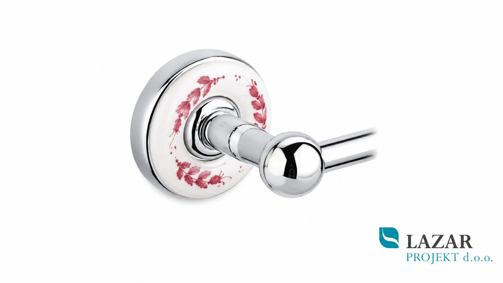 Red decorative rosette finish for the Inda Victoria bathroom accessory.