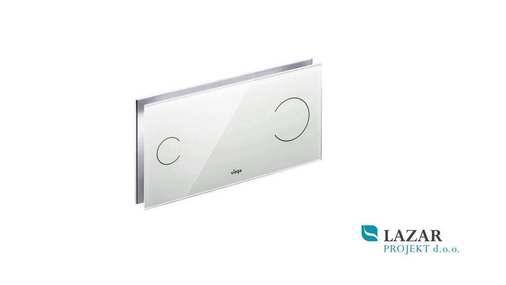 Viega 597481 Visign for More 100 flush plate 8352.1 with chrome-plated aluminium and transparent light grey glass