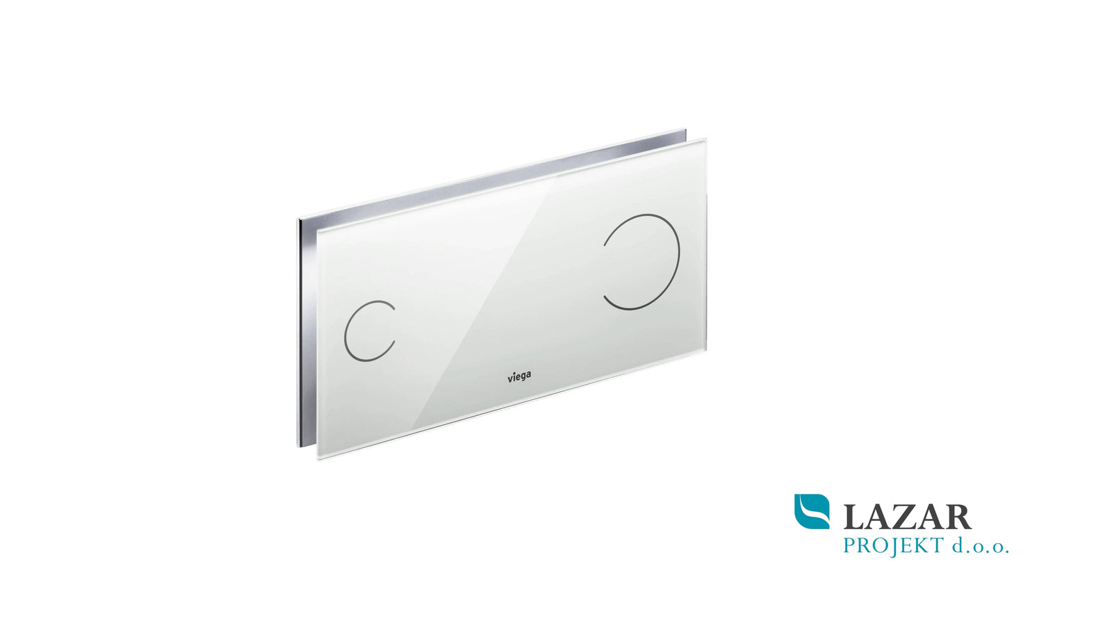 Viega 597481 Visign for More 100 flush plate 8352.1 with chrome-plated aluminium and transparent light grey glass