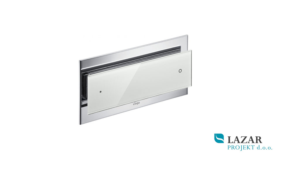 Viega 597559 Visign for More 102 flush plate 8353.1 with chrome-plated aluminium and transparent light grey glass