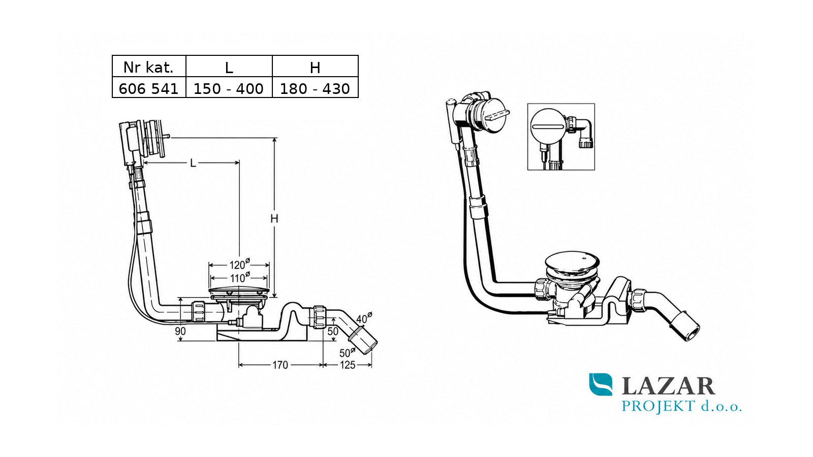 Viega 606541 / 6141.11 bathtub drain-overflow set with rotary escutcheon and chrome cover.