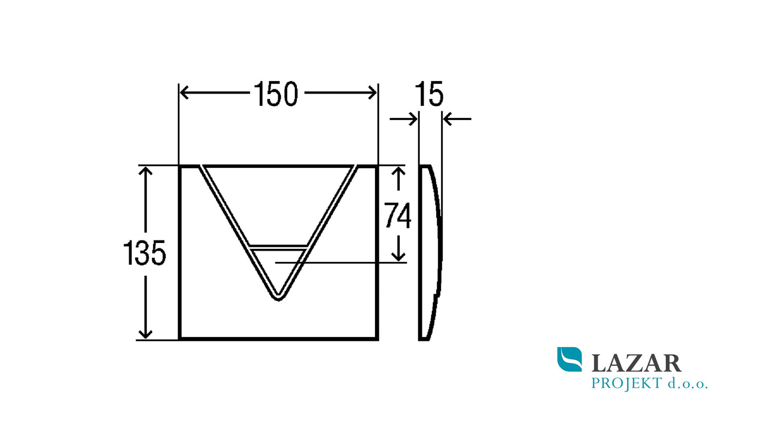 Dimensions of urinal flush plate 8128.3