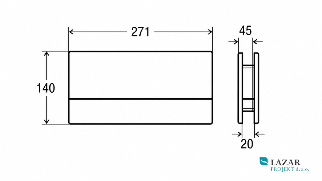 Dimensions of flush plate for concealed cistern 8353-1