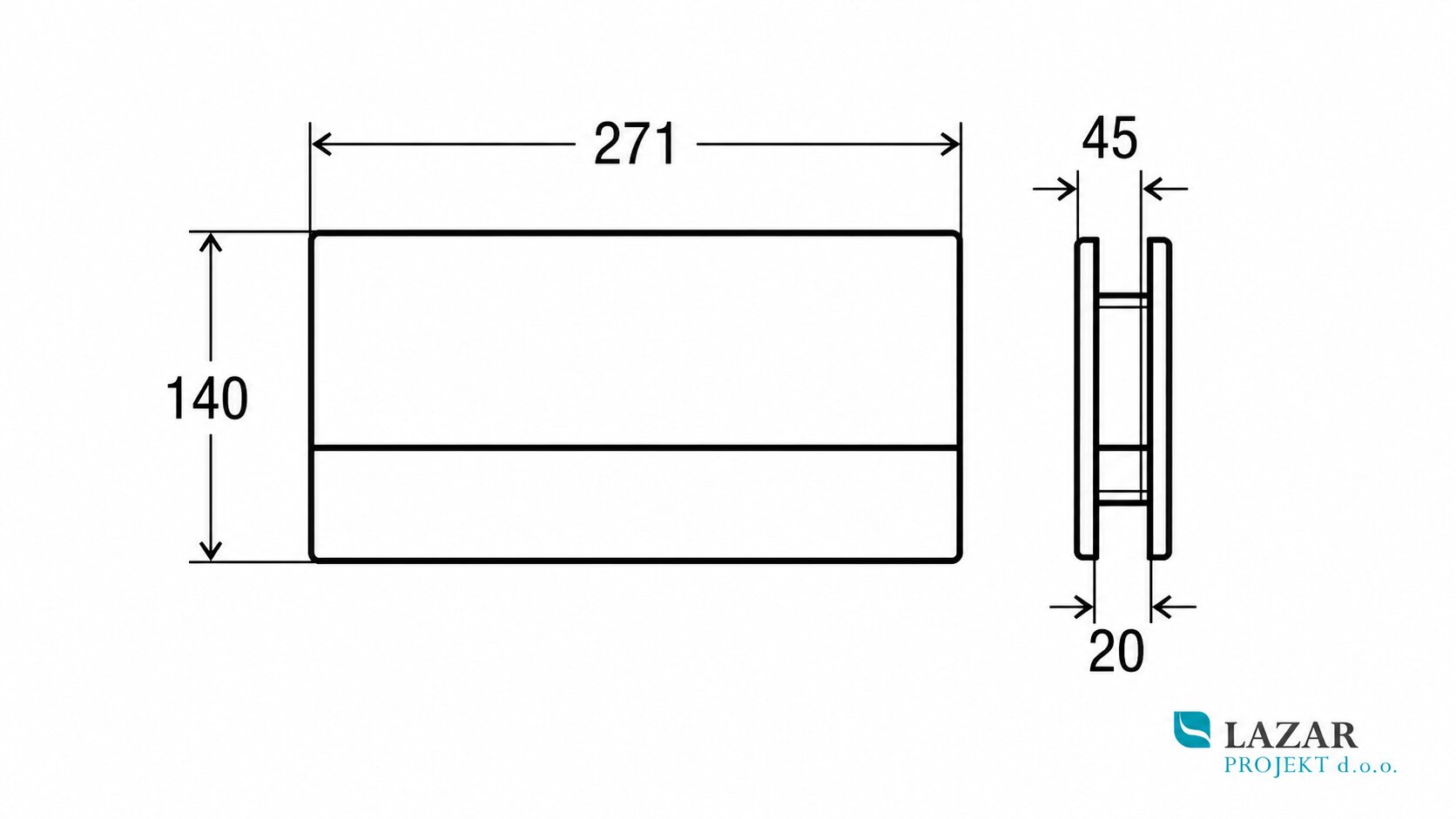 Dimensions of flush plate for concealed cistern 8353-1